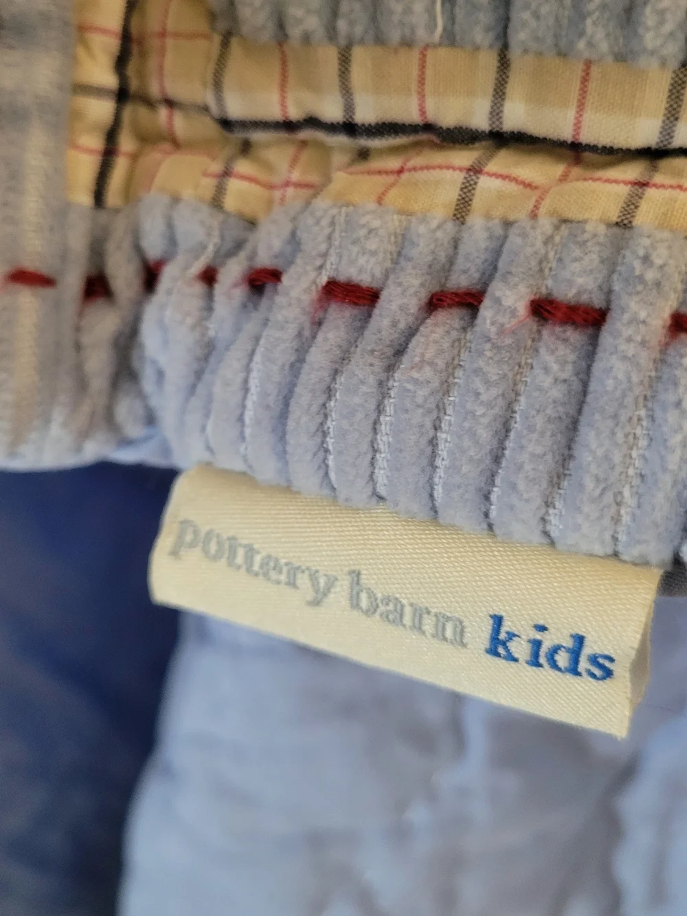 Pottery Barn Kids Retired  Homerun Baseball Corduroy Blue Baby Toddler Comforter